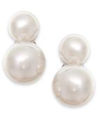 Majorica Sterling Silver White Organic Man-made Pearl Drop Clip-on Earrings