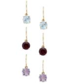 Victoria Townsend Amethyst, Garnet And Blue Topaz Drop Earrings Set In 18k Gold Over Sterling Silver (5-3/8 Ct. T.w.)