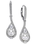 Danori Silver-tone Imitation Pearl Cubic Zirconia Maeva Drop Earrings, Only At Macy's