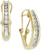 Diamond Channel-set J-hoop Earrings (1/2 Ct. T.w.) In 10k White Or Yellow Gold