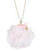 Betsey Johnson Gold-tone Ballerina Mouse Feather Tutu Pendant Necklace