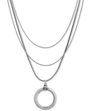 Lucky Brand Silver-tone Multi-layer Circle Pendant Necklace