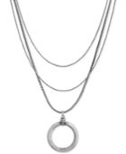 Lucky Brand Silver-tone Multi-layer Circle Pendant Necklace