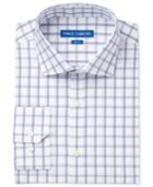 Vince Camuto Men's Slim-fit Indigo/white Windowpane Dress Shirt