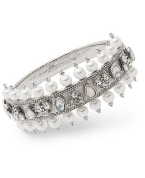 Marchesa Crystal & Imitation Pearl Bangle Bracelet
