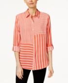 Charter Club Striped Roll-tab Shirt, Only At Macy's