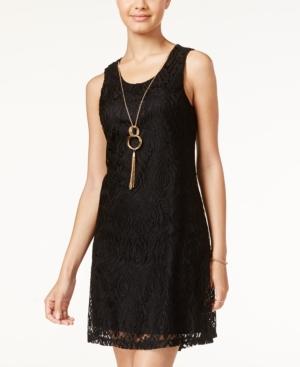 Bcx Juniors' Lace Shift Necklace Dress