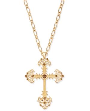 Thalia Sodi Gold-tone Filigree Cross Pendant Necklace, Created For Macy's