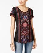 Style & Co Petite Printed Shirttail-hem Top, Only At Macy's