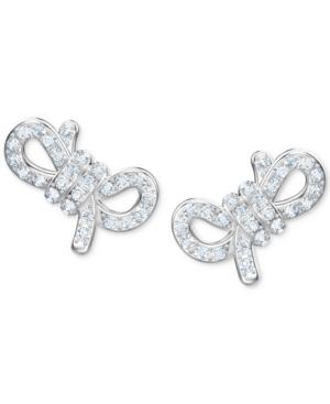 Swarovski Silver-tone Pave Small Bow Stud Earrings