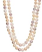 Belle De Mer Pink Cultured Freshwater Pearl Two-row Necklace In Sterling Silver (9-1/2mm)