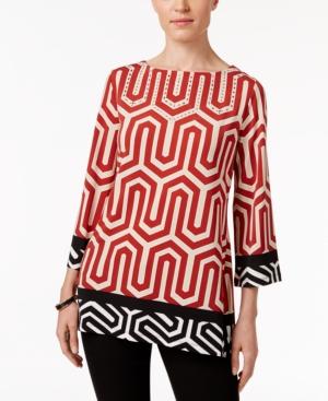 Jm Collection Petite Printed Ballet-neck Tunic, Only At Macy's