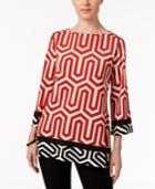 Jm Collection Petite Printed Ballet-neck Tunic, Only At Macy's