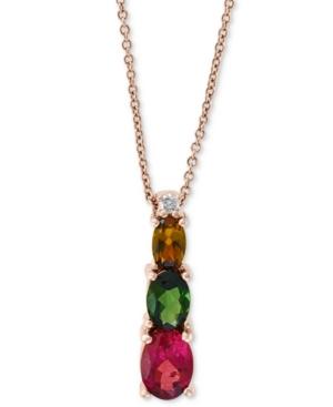 Effy Multi-tourmaline (1-3/4 Ct. T.w) & Diamond 18 Pendant Necklace In 14k Rose Gold