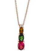 Effy Multi-tourmaline (1-3/4 Ct. T.w) & Diamond 18 Pendant Necklace In 14k Rose Gold