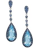 Sterling Silver Blue Topaz (5 Ct. T.w.) And Blue Swarovski Zirconia (1-1/5 Ct. T.w.) Drop Earrings