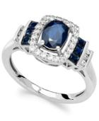14k White Gold Ring, Sapphire (1-3/8 Ct. T.w.) And Diamond (1/5 Ct. T.w.) Ring