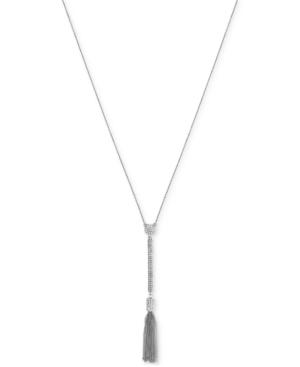 Vince Camuto Silver-tone Pave And Tassel Lariat Necklace