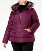 Celebrity Pink Trendy Plus Size Faux-fur-trim Puffer Coat