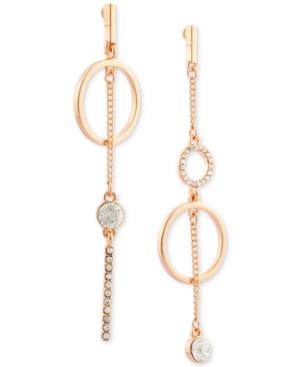 Guess Rose Gold-tone Crystal Pave Mismatch Drop Earrings