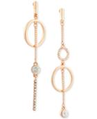 Guess Rose Gold-tone Crystal Pave Mismatch Drop Earrings