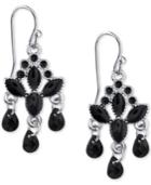 2028 Silver-tone Black Stone Chandelier Earrings, A Macy's Exclusive Style