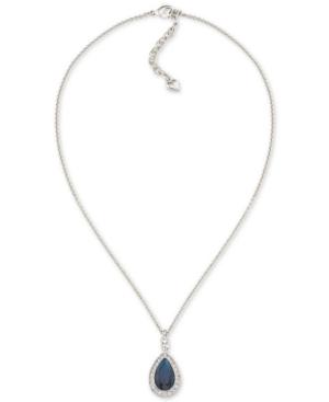 Carolee Silver-tone Teardrop Crystal Pendant Necklace