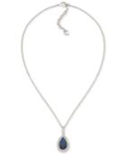 Carolee Silver-tone Teardrop Crystal Pendant Necklace