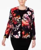Tahari Asl Plus Size Printed Scuba Jacket