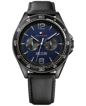 Tommy Hilfiger Men's Black Leather Strap Watch 46mm 1791368, A Macy's Exclusive Style