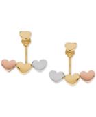 Tricolor Heart Earring Jackets In 10k Gold, White Gold & Rose Gold