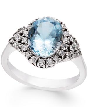 Aquamarine (2-1/2 Ct. T.w.) And Diamond (3/8 Ct. T.w.) Ring In 14k White Gold
