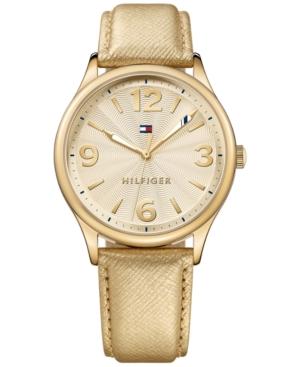 Tommy Hilfiger Women's Metallic Gold Leather Strap Watch 38mm 1781591
