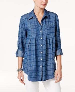 Style & Co Printed Denim Shirt, Only At Macy's