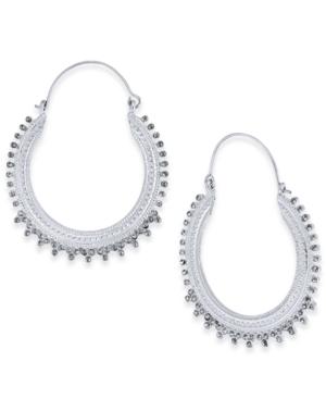 Thalia Sodi Silver-tone Glass Bead Hoop Earrings, Created For Macy's