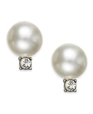 Swarovski Earrings, Rhodium-plated Crystal Pearl Drop Earrings Stud Earrings