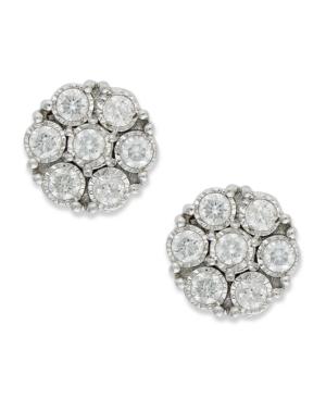 Trumiracle Diamond Earrings, Sterling Silver Diamond Cluster Stud Earrings (1/2 Ct. T.w.)