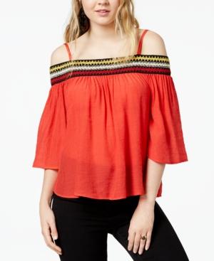 Bcx Juniors' Embroidered Off-the-shoulder Blouse