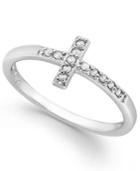Diamond Cross Ring In Sterling Silver (1/10 Ct. T.w.)