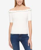 Tommy Hilfiger Ruffled Off-the-shoulder Sweater, Only At Macy's
