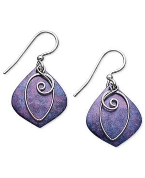 Jody Coyote Patina Bronze Earrings, Purple Drop Earrings