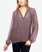 Lucky Brand Sheer Embellished Blouse