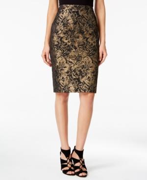Calvin Klein Metallic Jacquard Pencil Skirt