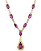 2028 Gold-tone Purple Teardrop Lariat Necklace, Only At Macy's