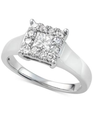 Diamond Sqare Cluster Engagement Ring (7/8 Ct. T.w.) In 14k White Gold