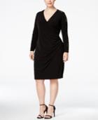 Calvin Klein Plus Size Ruched Lace-sleeve Sheath Dress