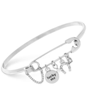 Bcbgeneration Gold-tone Lucky Me Safety Pin Charm Bangle Bracelet