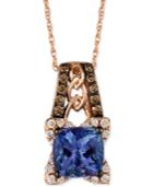 Blueberry Tanzanite (1-3/8 Ct. T.w.) And Diamond (1/3 Ct. T.w.) Pendant Necklace In 14k Rose Gold, Only At Macy's