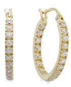 B. Brilliant 18k Gold Over Sterling Silver Cubic Zirconia In And Out Hoop Earrings (1-1/10 Ct. T.w.)