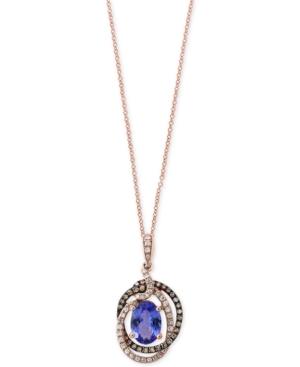 Tanzanite Royale By Effy Tanzanite (1-1/8 Ct. T.w.) And Diamond (1/4 Ct. T.w.) Pendant Necklace In 14k Rose Gold
